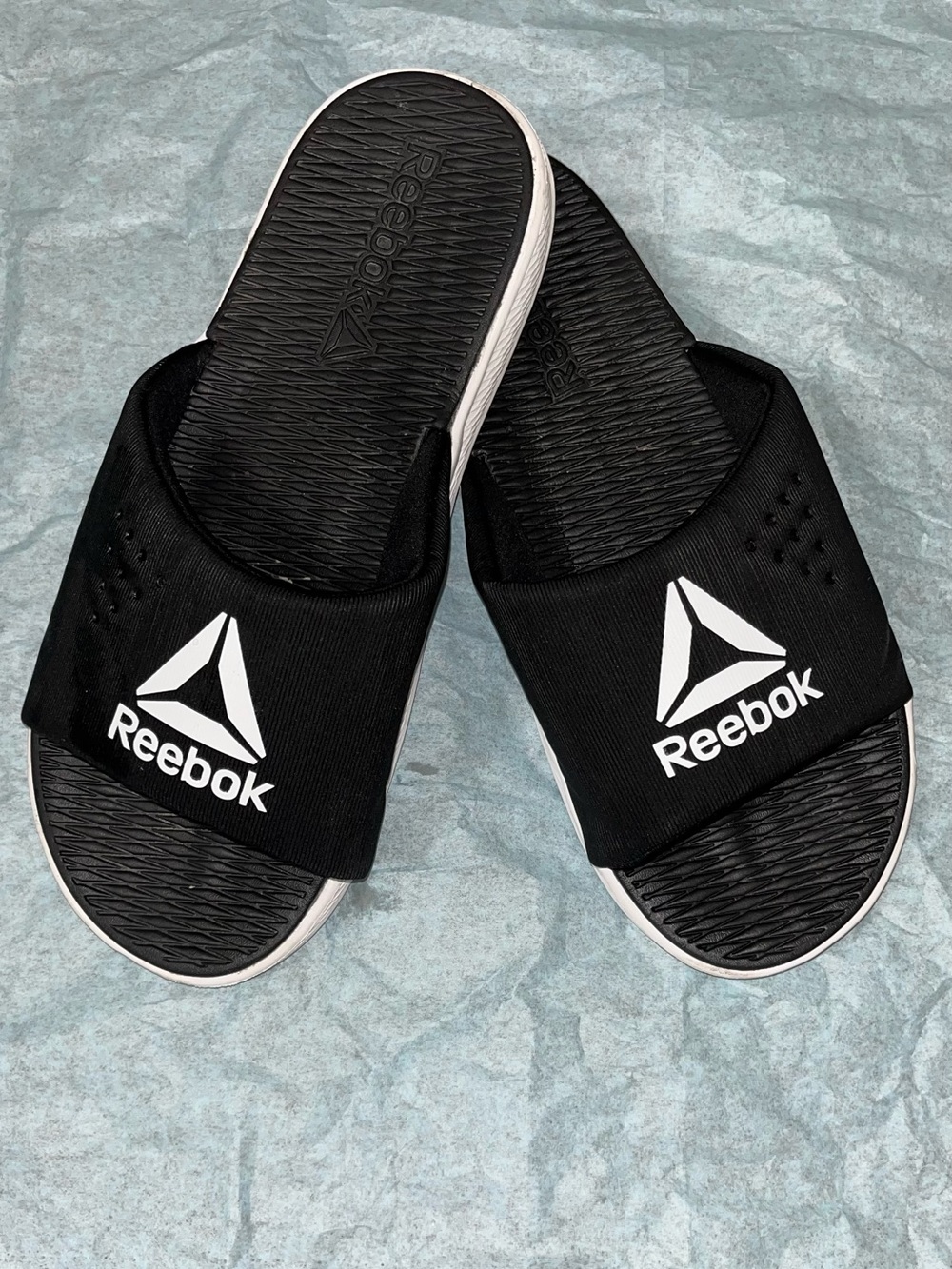 Reebok Black & White Kids' Slide Sandals